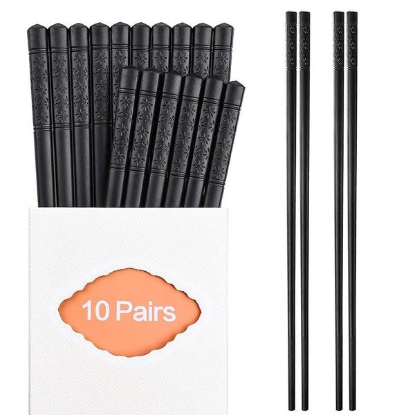 

chopsticks 10 pairs glass fiber chinese non-slip suitable for sushi noodle pot reusables tableware chopstick set