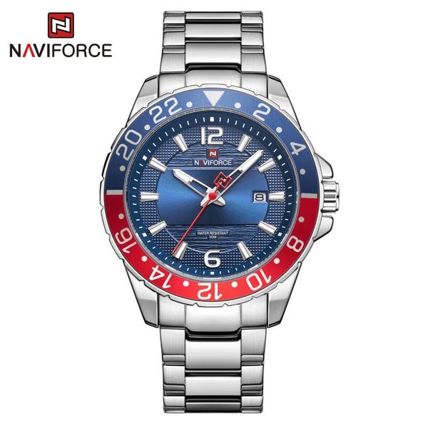 

wristwatches naviforce watch men brand male fashion wristwatch sport luxury analog relogio masculino waterproof stainless steel clock, Slivery;brown