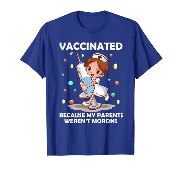 

kids vaccinated because my parents weren't morons t-shirt, White;black