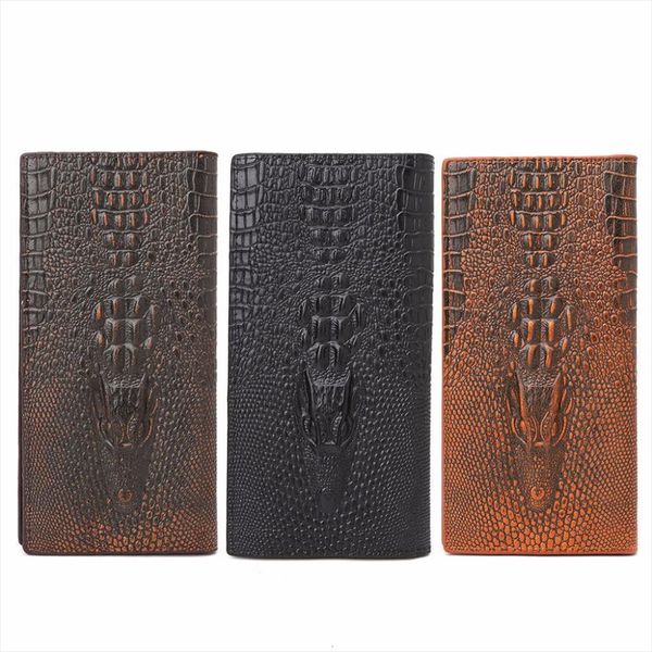 

thinkthendo mens 3d alligator wallet bifold id card holder purse case long clutch men brand 3 color, Red;black