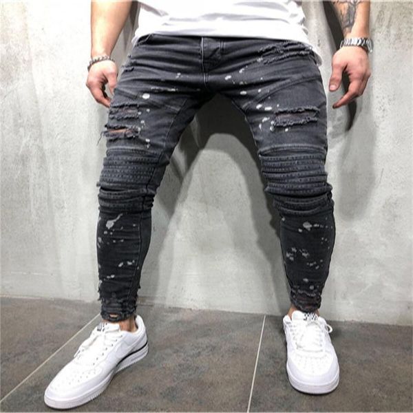 

men's jeans wimilous ripped with feet, Blue