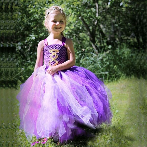 Costume da bambola mascotte Festa per ragazze Tutu in maglia viola Abiti da principessa Compleanno Vestito Costume di Halloween Gioco di ruolo Abito da gioco finto