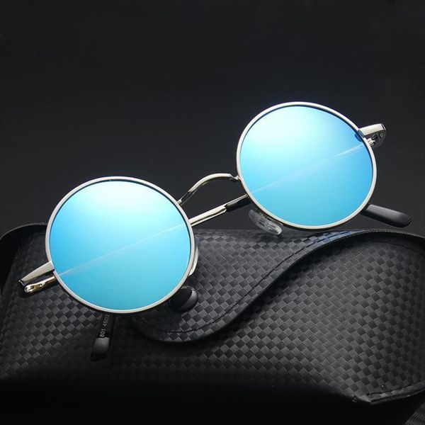 

classic vintage polarized men sunglasses anti reflective mirror fashion metal round glasses women sun uv400, White;black