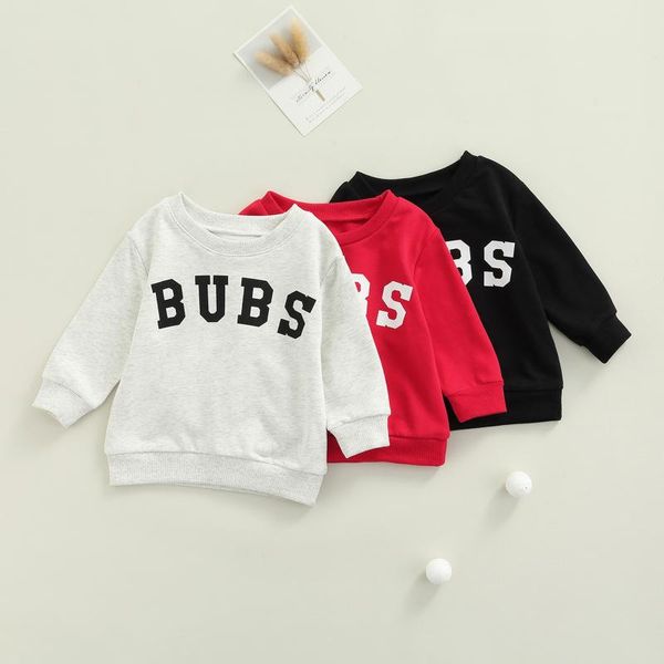 

t-shirts 1-6y autumn causal infant kids girls boys sweatshirt letter printed long sleeve pullover outwears, Blue