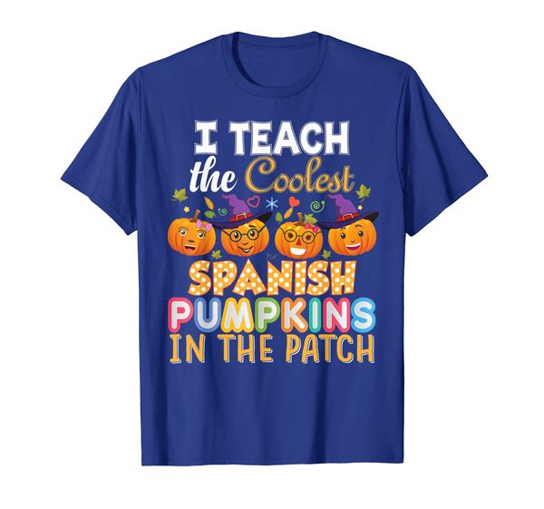 

i teach the coolest spanish pumpkins in patch t-shirt teache, White;black