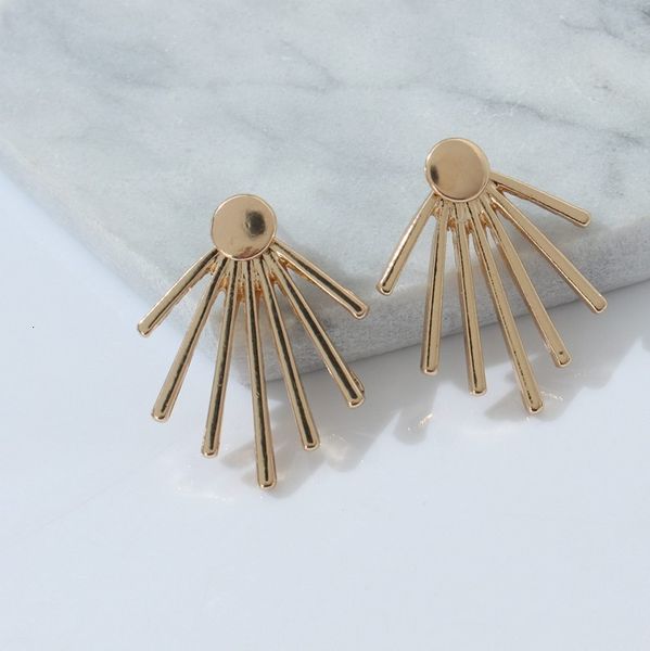 

studs earrings round stud geometric simple fashion versatile ear jewelry personality creative smooth side by vertical bar, Golden;silver