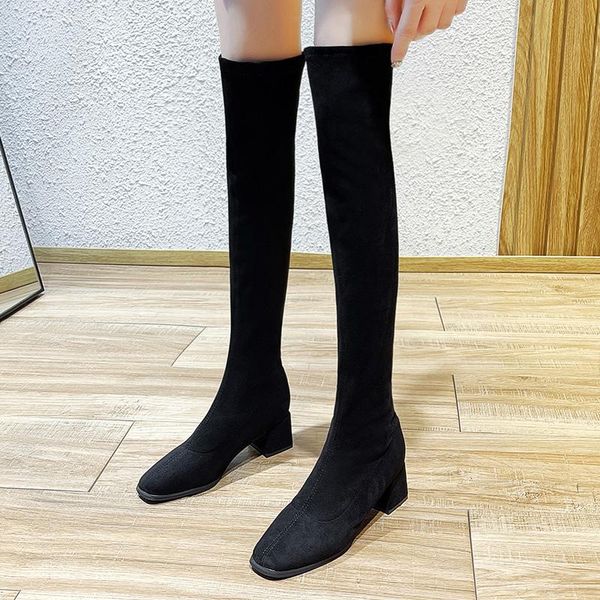 

boots shoes for women 2021 high heels designer women's year's high-knee quality, Black