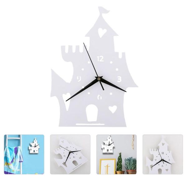 

wall clocks 1pc decorative children room clock cartoon mute castle hanging
