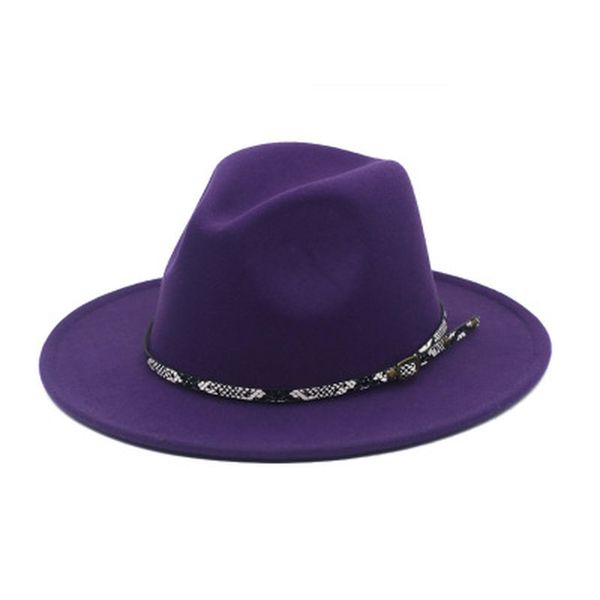 

2021 new women autumn winter solid belt band casual vintage felted men panama derby outdoor green red black fedora hats jdhv, Blue;gray