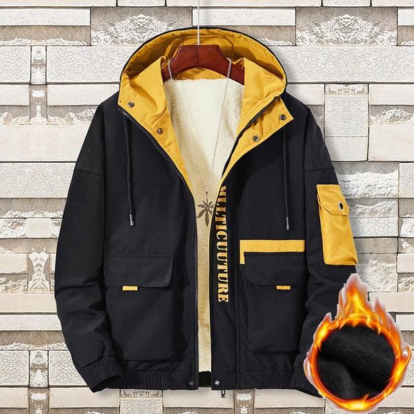 

men's jackets winter jacket oversize velvet padded fashion coat plus size large 7xl 8xl male anorak thick warm fleece parka men tk0s, Black;brown