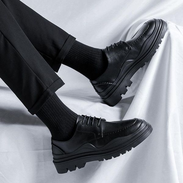 

dress shoes men formal leather round toe fashion groom wedding oxford, Black