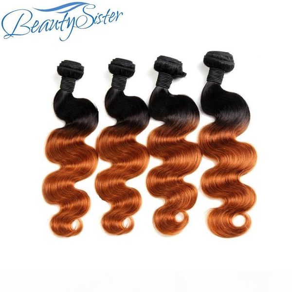 

10a brazilian ombre human hair bundles body wave 4pieces 400g lot unprocessed virgin remy hair cut from one donor soft smooth texture 1b 30, Black