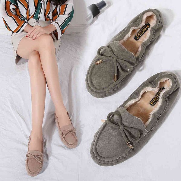 

dress shoes woman moccasin winter loafers women with fur round toe ballet flats black green soft roll egg peas mother j1us