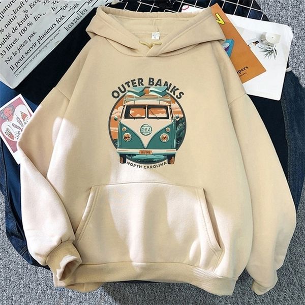 

outer banks hoodie women oversized loose casual outerbanks hoodies female harajuku fleece sweatshirt hoody pullovers hooded 220311, Black
