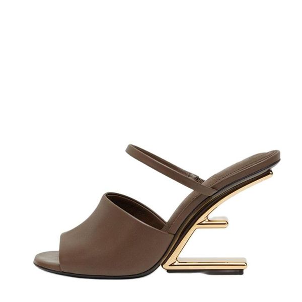

sandals round toe party strange heels rome shoes genuine leather lady high fashion prom evening peep, Black