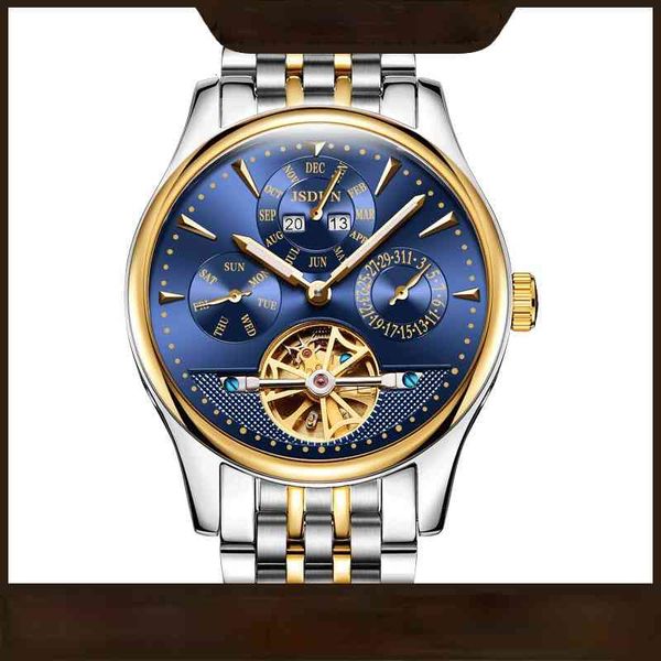 

mechanical clock calendar holle-out men's gentlemen's, Slivery;brown