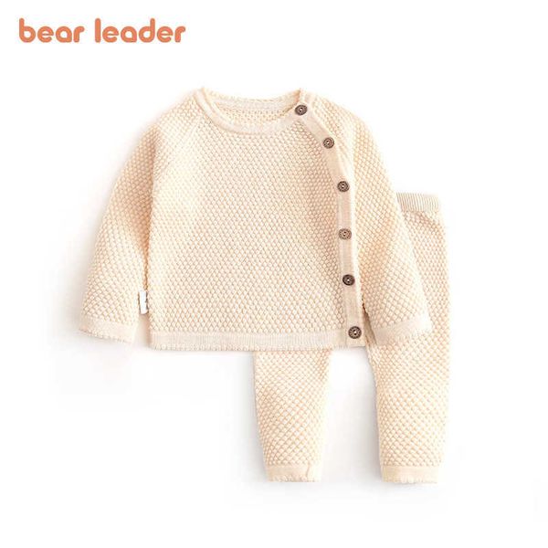 

bear leade baby boy girl clothes sets spring autumn solid born baby girl clothing casual long sleeve pants 2pcs outfits 210708, White