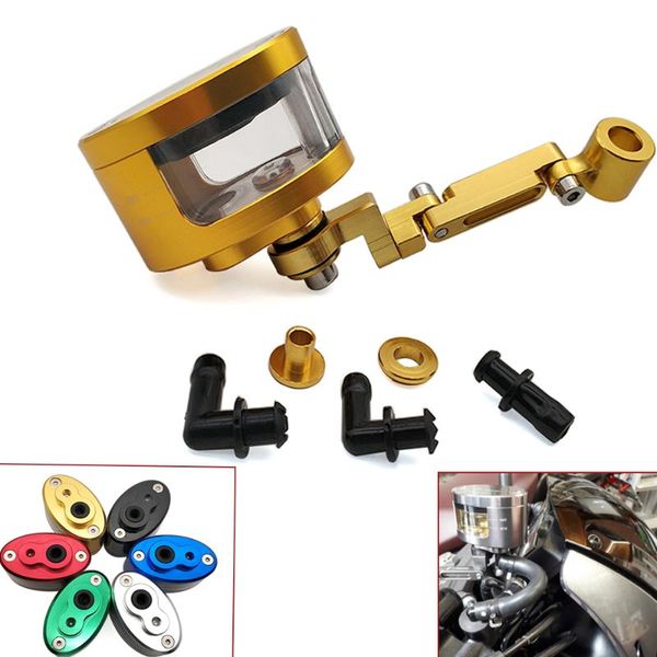 

motorcycle mirrors universal cnc brake fluid oil reservoir cup tank +support bracket for gas ec 250 ec300 tc125 te125 gasgas