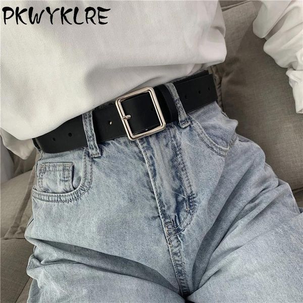 

belts 2021 of plutonium square belt buckle chic black jeans luxury mark retro female, Black;brown