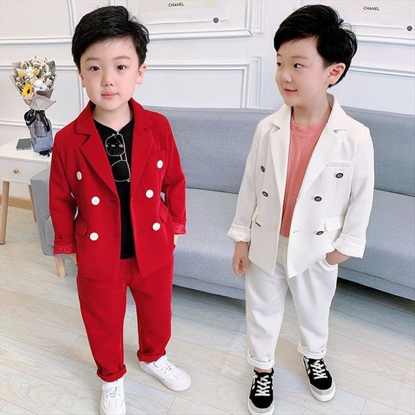

child tuxedo suit set flower boys wedding christmas dress costume children birthday party prom piano performance outfits white, Black