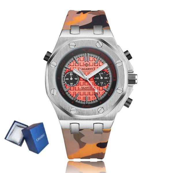 

wristwatches luxury watch men quartz brand relog cagarny watches business waterproof trend silicone relogio, Slivery;brown