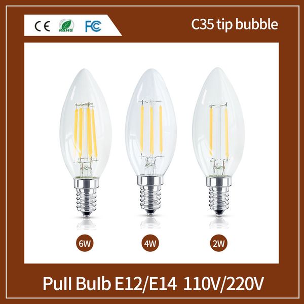 

c35 tip bubble led filament bulb helix retro edison 220v