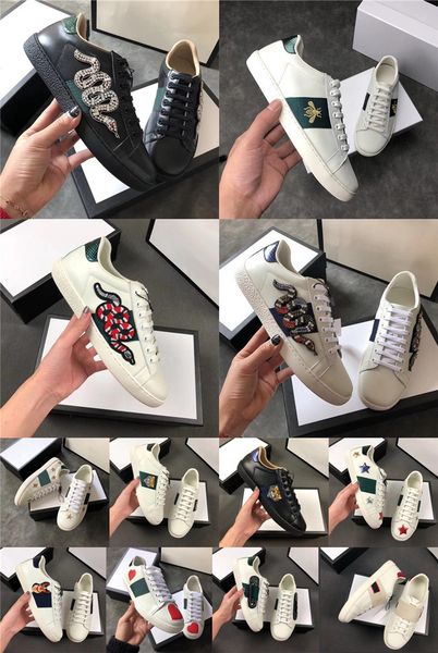 

2021 new green women men italy fashion embroidered tiger quality red bee mens stripe casual shoes lady trainers sport sneakers, Black