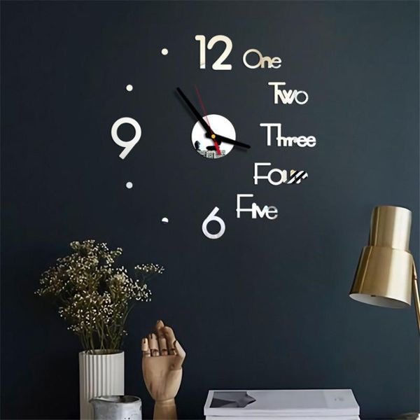 

wall clocks diy clock 3d mirror surface sticker home office decor