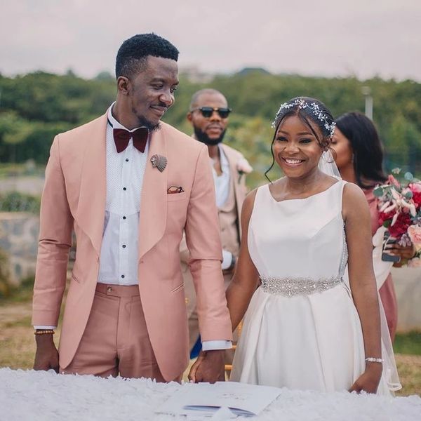 

men's suits & blazers hapiness pink wedding bridegroom men's suits 2 pcs a button attire tuxedo groom's prom blazer thin-fitt, White;black
