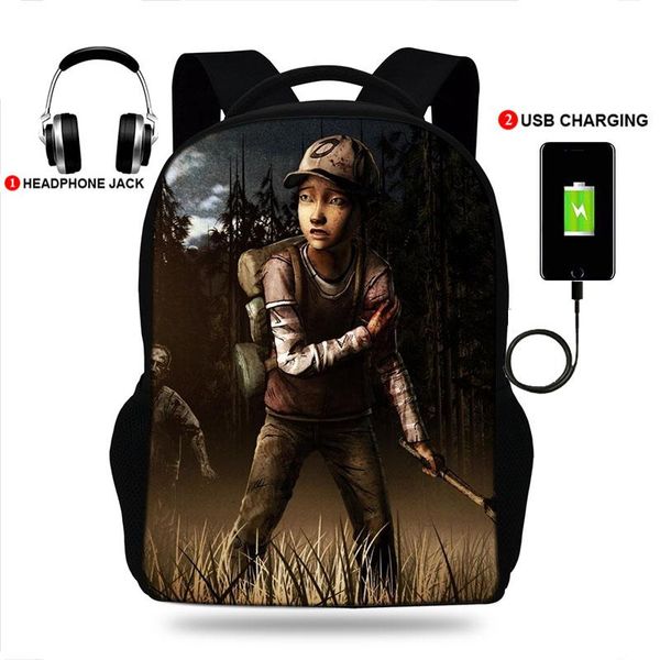 

backpack 17inch classic horror movie print usb port backpacks for teenager boys&girls school bags lapmochila daily rucksack