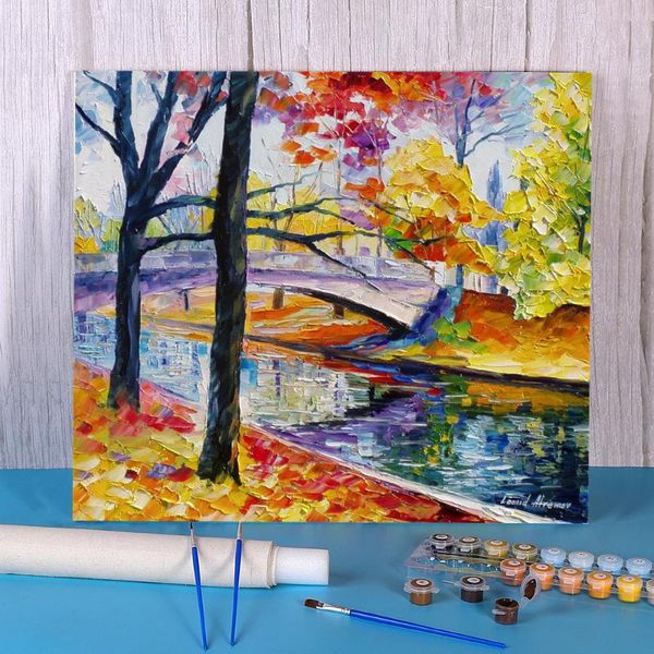 

paintings color bridge diy paint by numbers package acrylic paints 50*70 canvas pictures for kids drawing handiwork