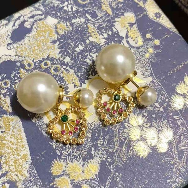 

factory specials aa new fashion love color diamond pearl earrings small fragrance love earrings women's, Golden
