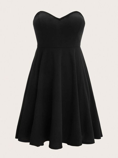 

plus solid tube dress m9x5#, Black
