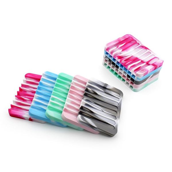 

muti-color silicone soap tray holder soaps dish box case container wash shower storage stand home bath