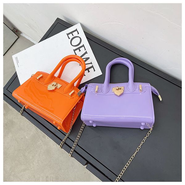 

jelly women's 2021 summer new fashion heart lock large capacity hand one shoulder slant span bag