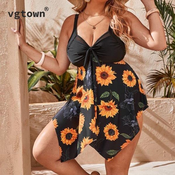 

one-piece suits 2022 bikini two-piece set plus size 6xl 8xl swimwear women print tankini swimsuit beachwear padded
