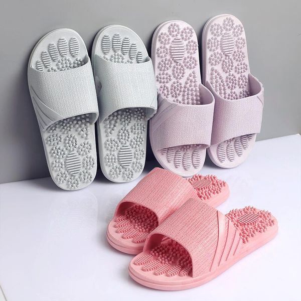 

slippers bathroom with massage point 2021 summer footwear anti-slippery indoor slides flat couples pdg2161, Black