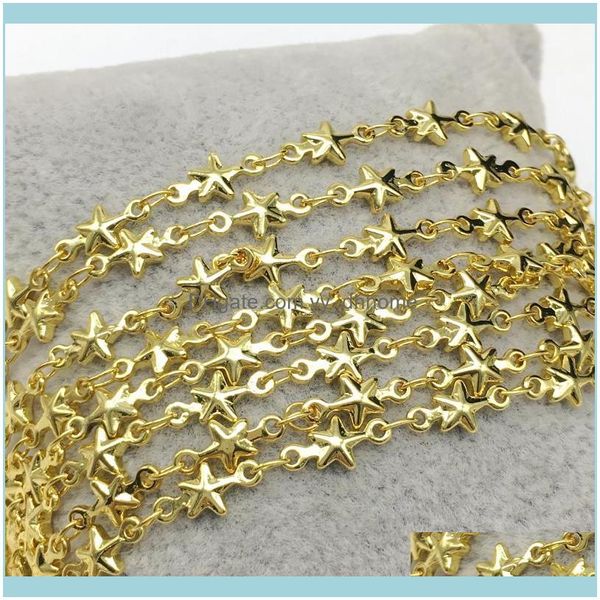 Gioielli pendenti!! Ciondoli a stella in metallo da 5 mm Placcatura in oro Catene del rosario, Moda Connect Aessories Catene fatte a mano Collane fai da te Gioielli Girocollo