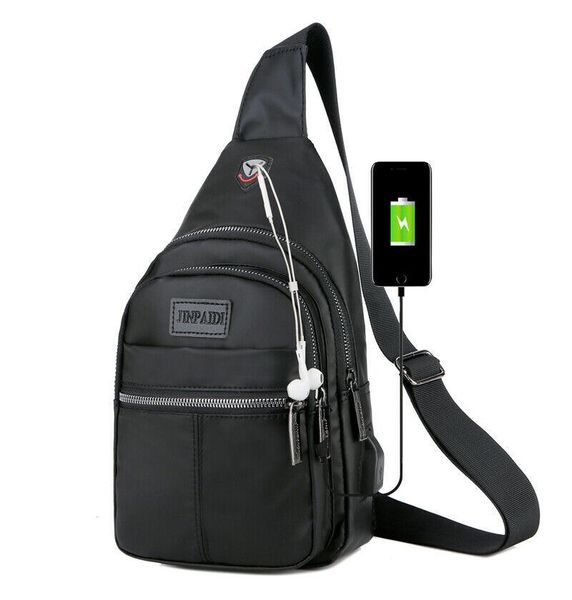 

waist bags men's chest bag strap canvas usb charging casual messenger shoulder