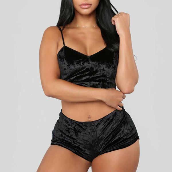 

2020 fashion two piece cotton pajamas sets summer shorts pyjamas sleepwear high elastic pijama solid nightie home clothes, Black;red