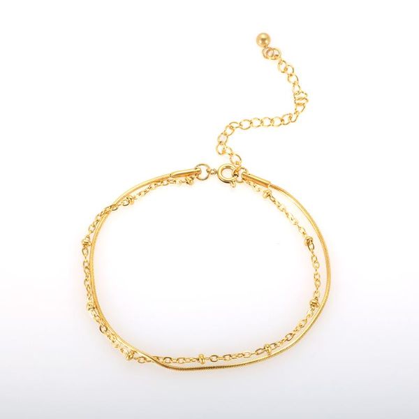 

link, chain double layer snake bracelet for women stainless steel good quality gold color, Black