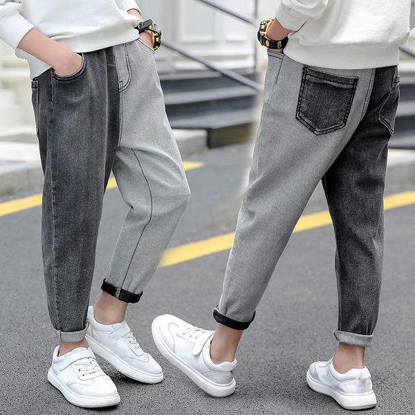 

ienens kids boys jeans classic cowboy pants children denim clothing bottoms baby boy casual trousers 4 5 6 7 8 9 10 11 years, Blue
