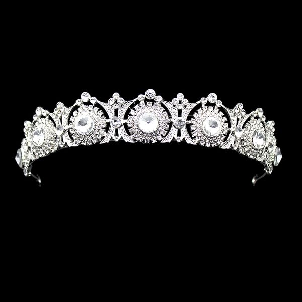 Moda Rhinestone Princesa Princesa Tiaras Headband Acessórios de Cabelo Nupcial Rodada Crowns Crystal Crowns para Quinceaneras Conceito J0121