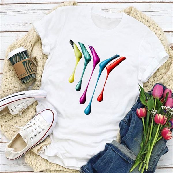 

and women graphic cute men t shirt drape fashion womens style 90s 3d finger nail summer clothing lady clothes, White;black