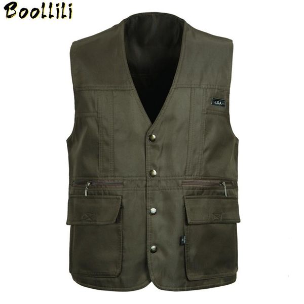 

men's vests classic thin sleeveless men jacket with many pockets summer casual pographer reporter multi pocket vest for male waistcoat, Black;white