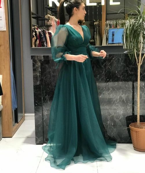 

party dresses elegant long green tulle evening zipper back a-line floor length v-neck abendkleid robes de soirÃ©e for women, White;black
