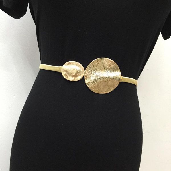

belts 2021 fashion women metal waist chain double size ring buckle elastic decoration skirt thin personality for, Black;brown