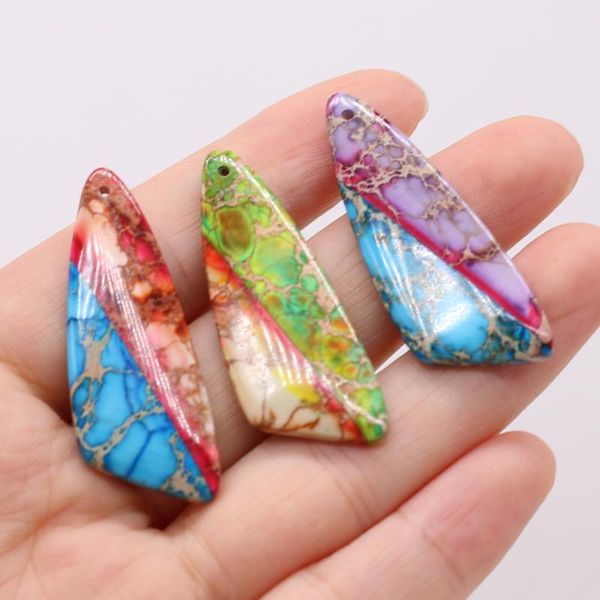 

charms natural semi-precious stone emperor irregular pendant 16x40mm for jewelry making necklaces gift, Bronze;silver