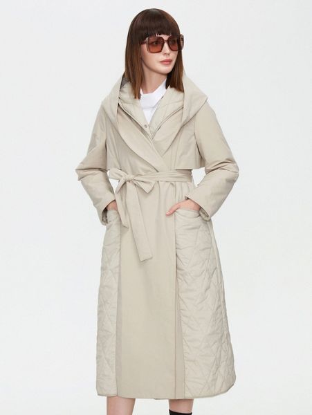 

ziai pocket side hooded belted longline winter coat m4tp#, Black