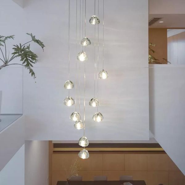 

pendant lamps modern k9 crystal led chandelier meteor lamp villa living room dining stairs cafe el shopping mall luxury
